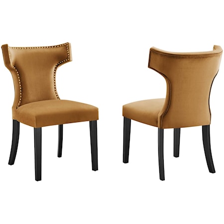 Curve Velvet Dining Chairs - Set of 2