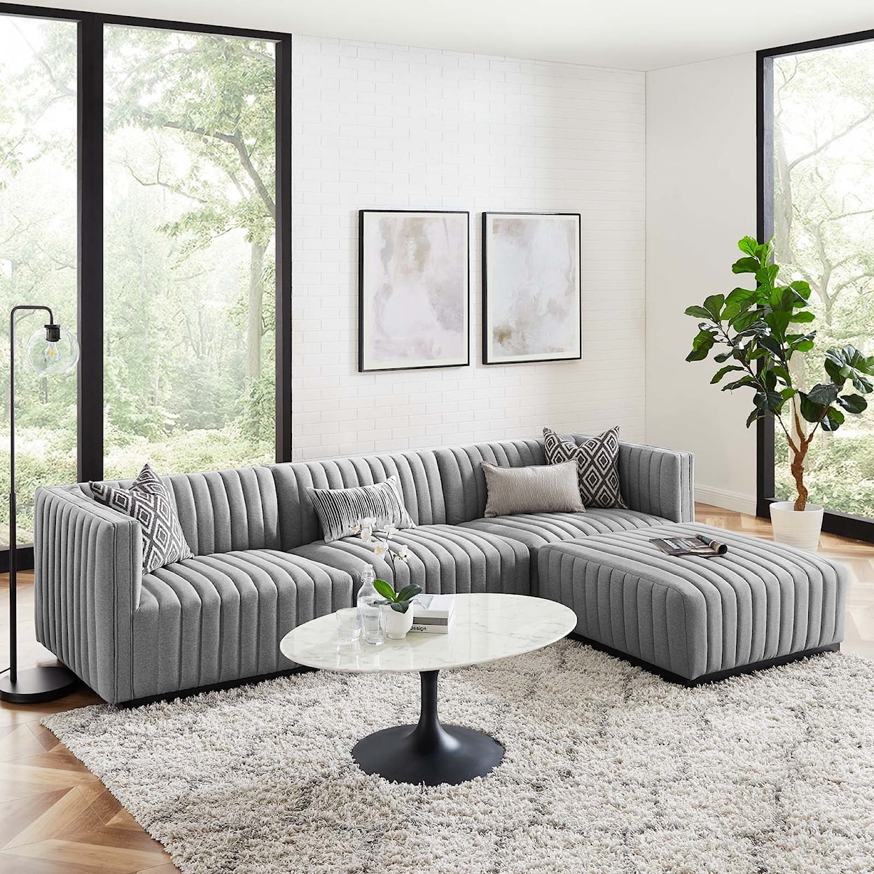 Modway Conjure Fabric 4-Piece Sectional Sofa