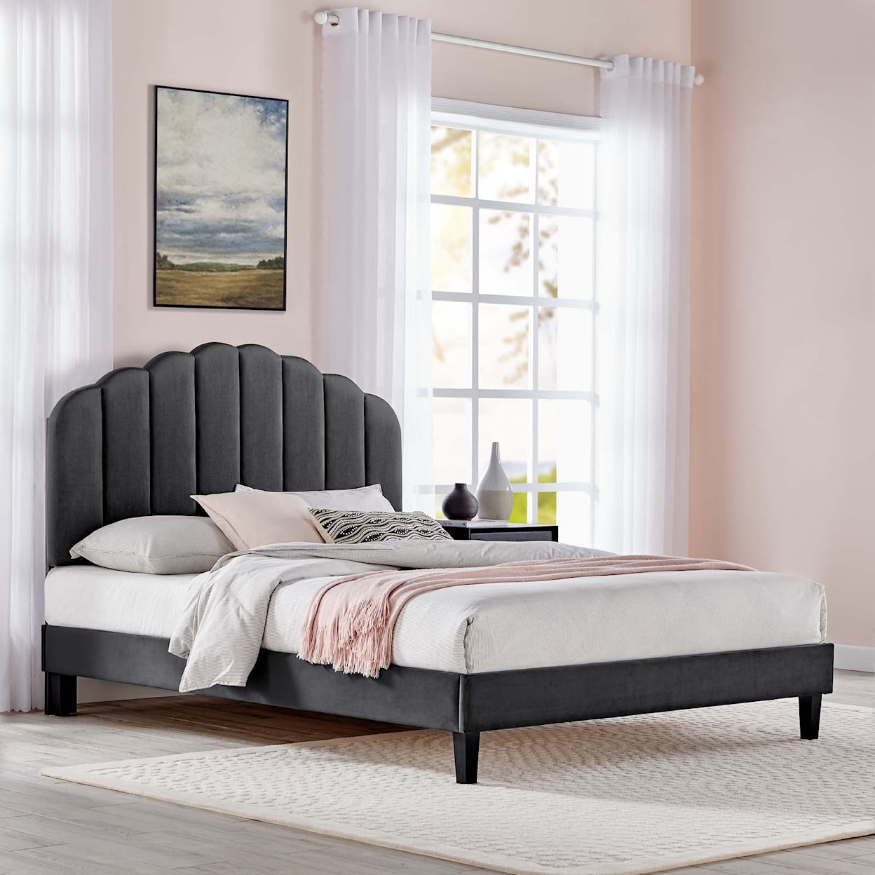 Modway Daisy Daisy Velvet King Platform Bed