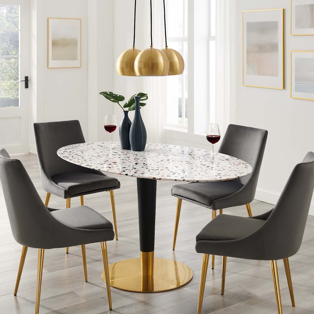 Modway Zinque Zinque 60" Oval Terrazzo Dining Table