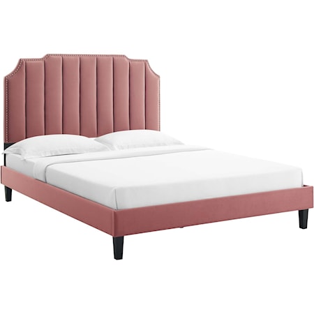 Colette King Velvet Platform Bed