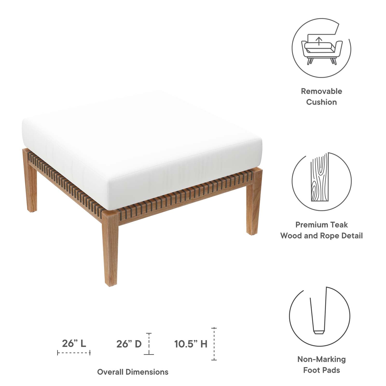 Modway Clearwater EEI5854GRYWHI Contemporary Clearwater Outdoor