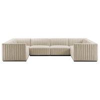 Conjure Channel Tufted Upholstered Fabric 6-Piece U-Shaped Sectional