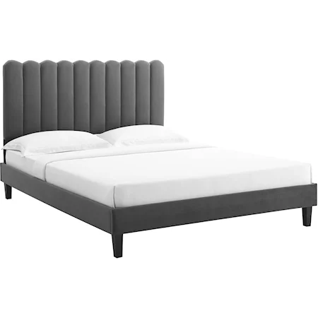 Reagan King Velvet Platform Bed