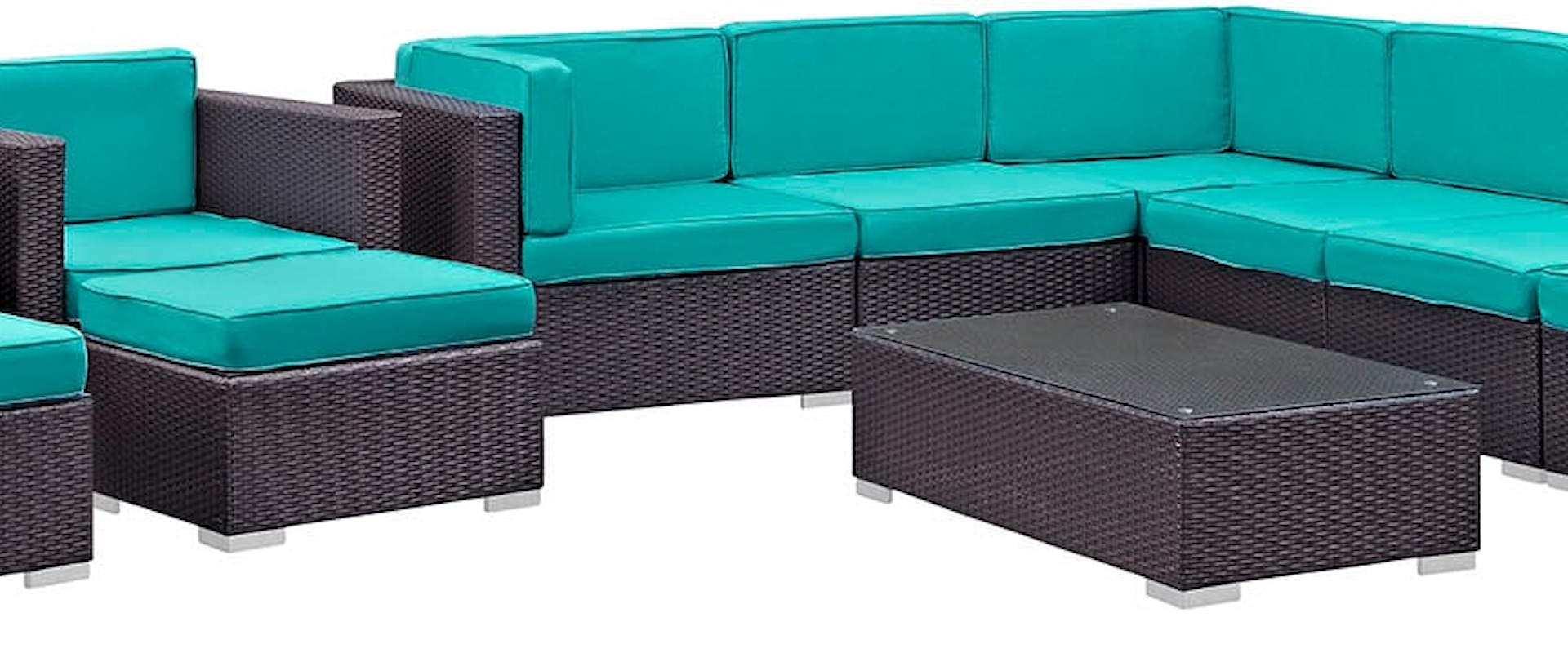 Contemporary Avia 10-Piece Outdoor Patio Sectional Set - Turquoise
