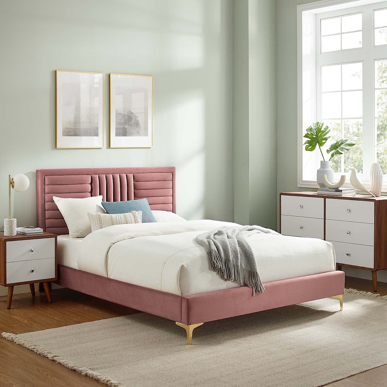 Modway Sofia Sofia Channel Velvet King Platform Bed