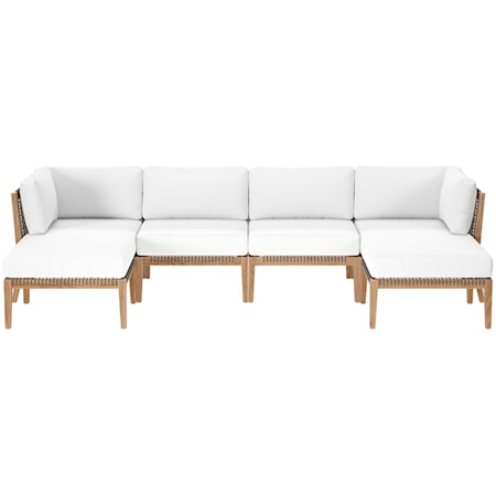 Contemporary Clearwater Outdoor Patio 6-Piece Sectional Sofa