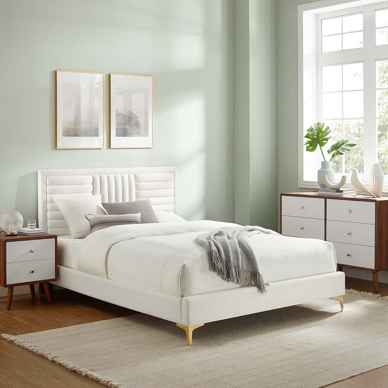 Modway Sofia Sofia Channel Velvet King Platform Bed