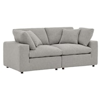 Commix Down Filled Overstuffed Boucle Fabric Loveseat