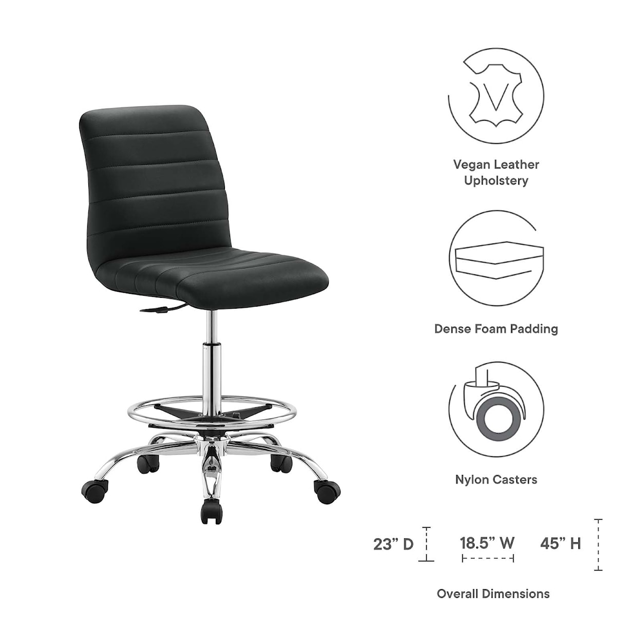 Modway Ripple Armless Drafting Chair