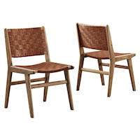 Saoirse Faux Leather Wood Dining Side Chair - Set of 2