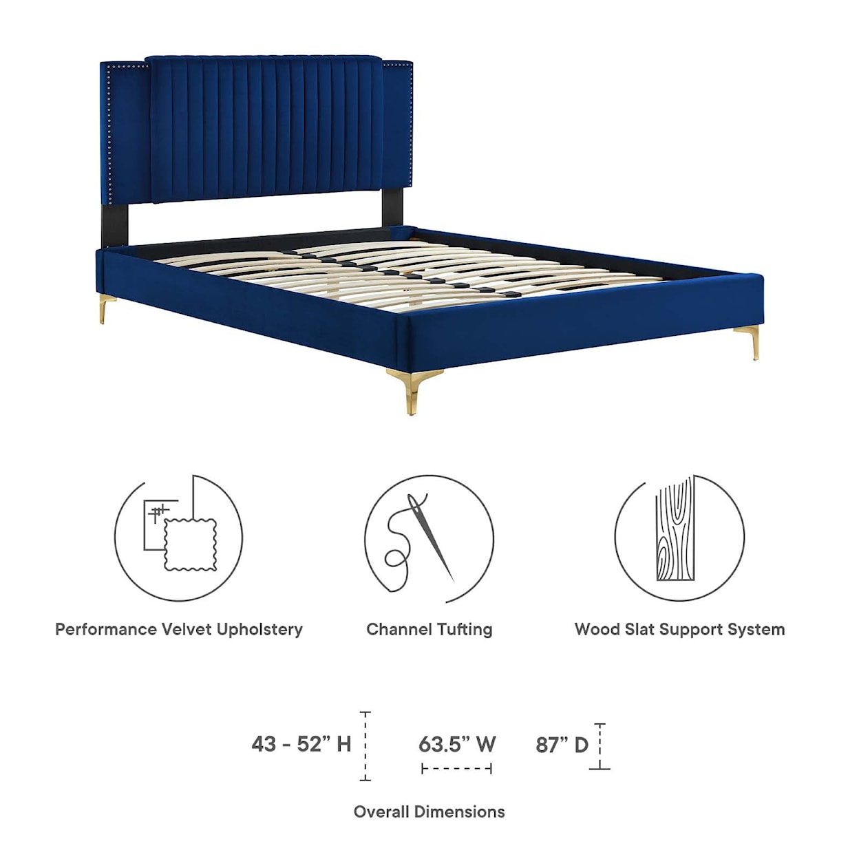 Modway Zahra Zahra Channel Velvet Queen Platform Bed