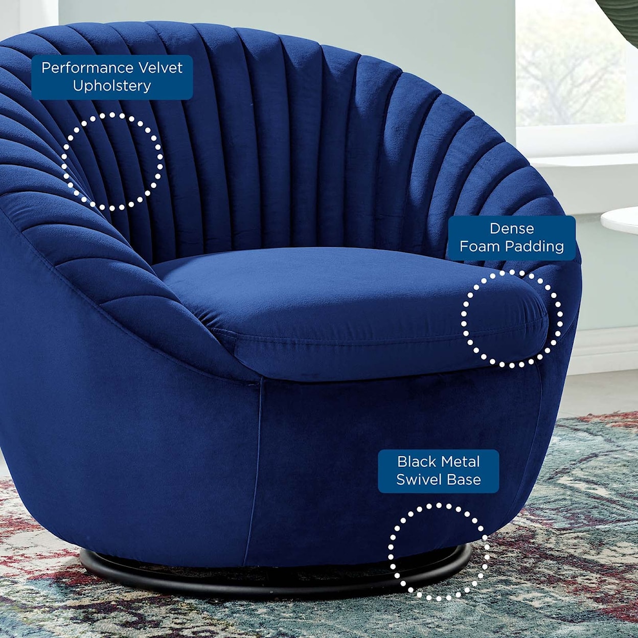 Modway Whirr Whirr Velvet Swivel Chair