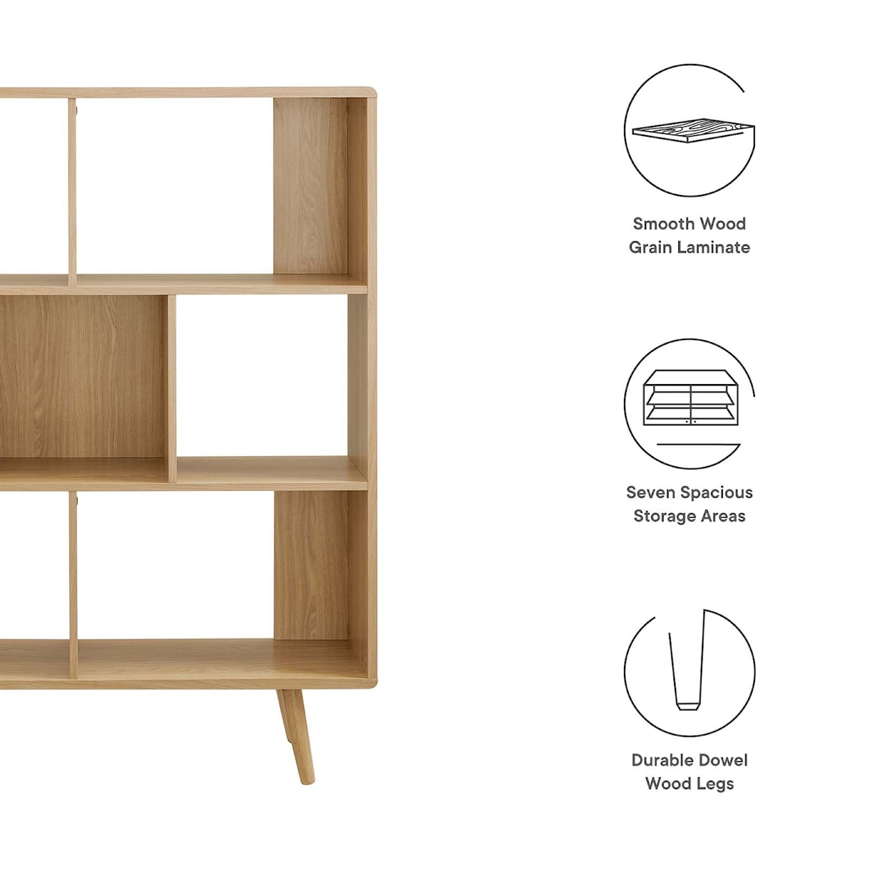 Modway Transmit Transmit 7 Shelf Wood Grain Bookcase