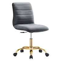 Ripple Contemporary Armless Performance Velvet Office Chair - Gray