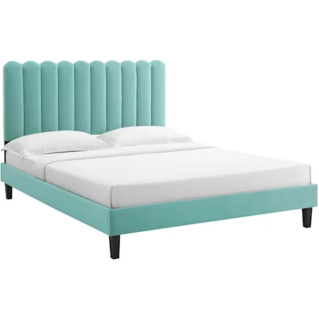 Reagan Queen Velvet Platform Bed