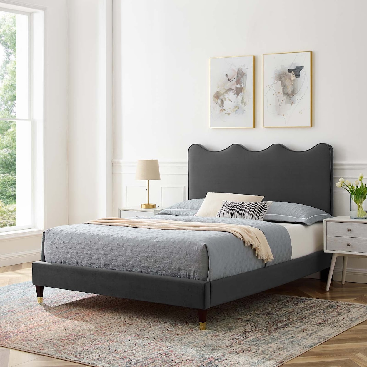 Modway Current Current Velvet King Platform Bed