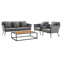 Stance 4 Piece Outdoor Patio Aluminum Sectional Sofa Set