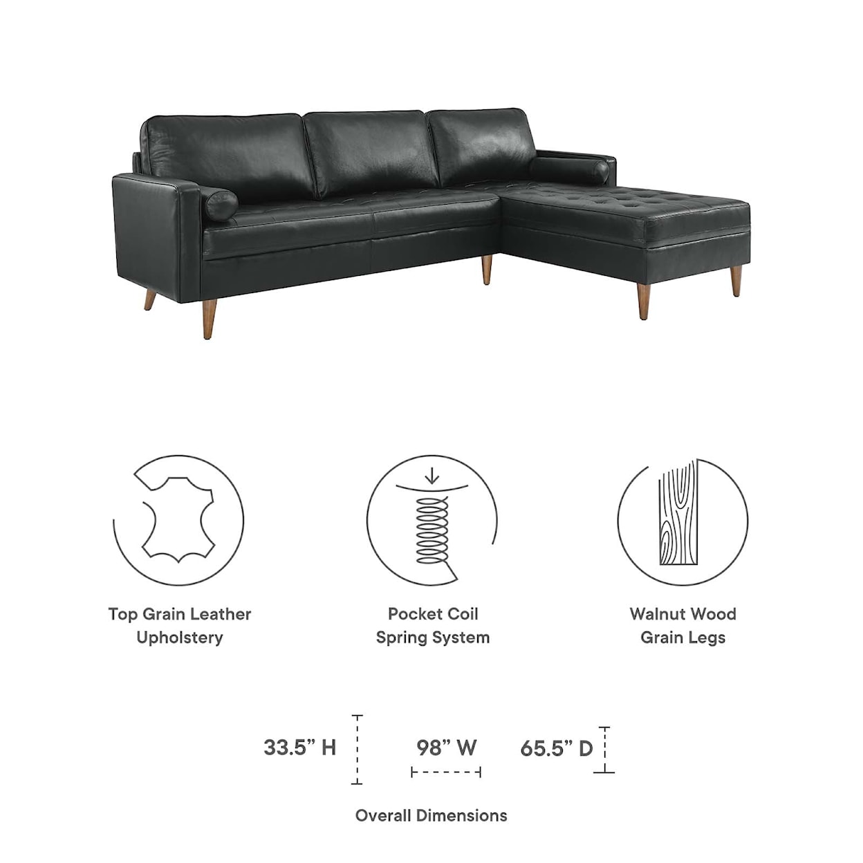 Modway Valour Valour 98" Leather Sectional Sofa