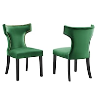 Curve Performance Velvet Dining Chairs - Set of 2