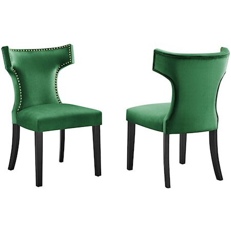 Curve Velvet Dining Chairs - Set of 2