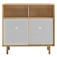 Contemporary Kurtis 47" Display Cabinet with Mesh Sliding Doors