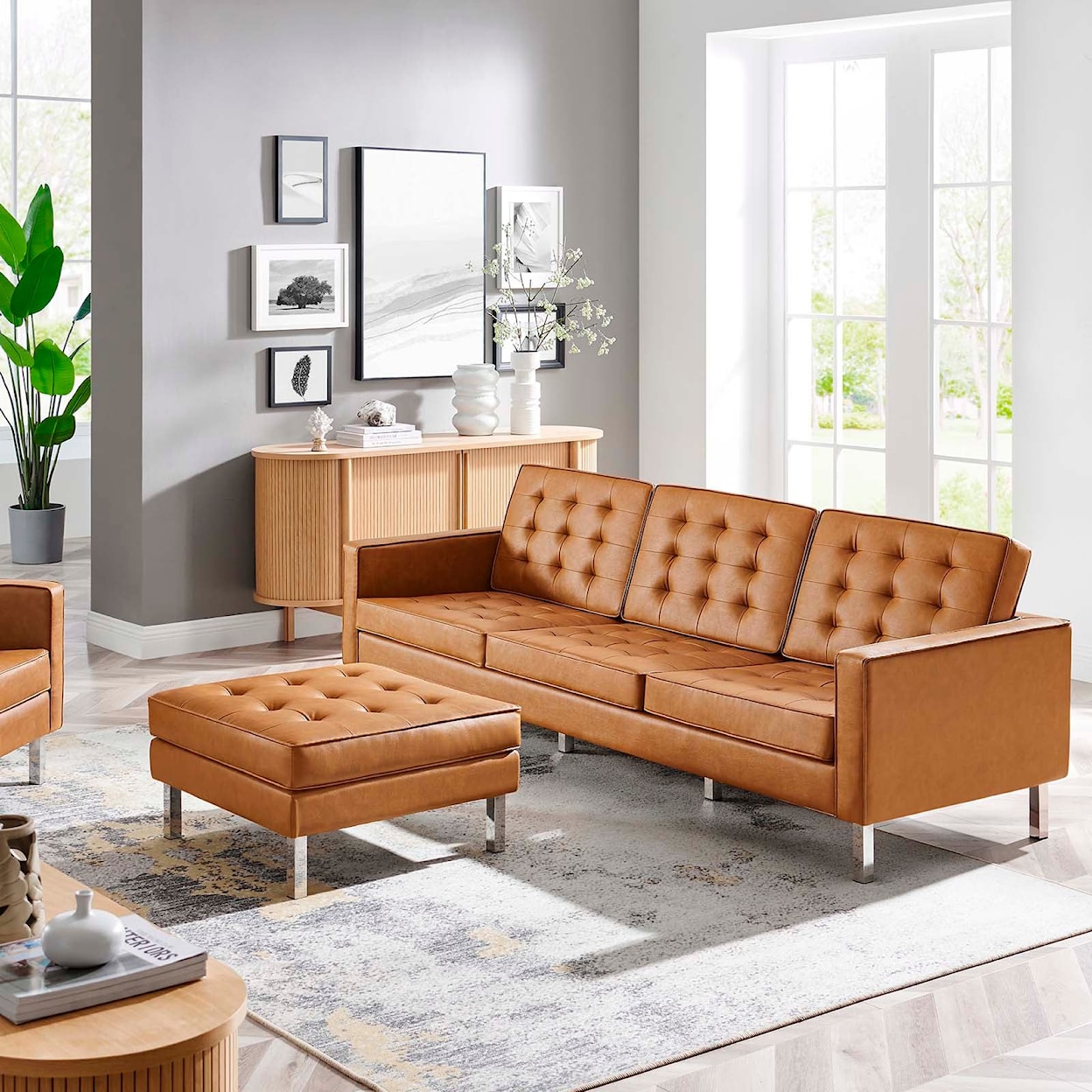 Modway Loft Sofa and Ottoman Set