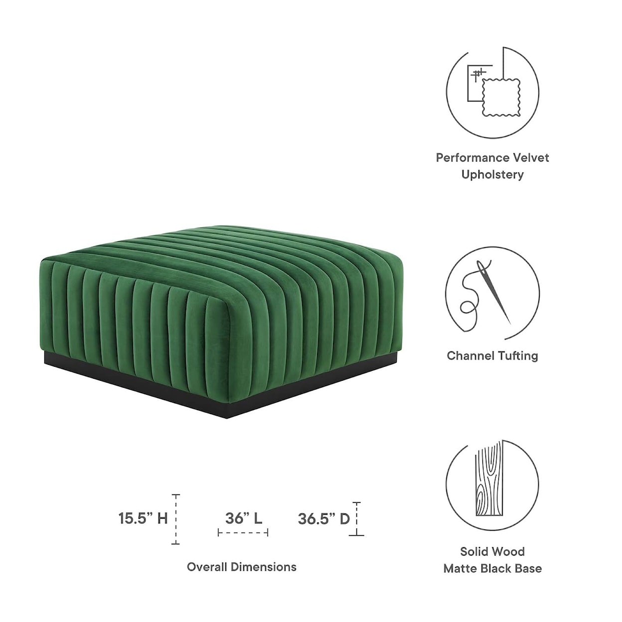 Modway Conjure Velvet Ottoman