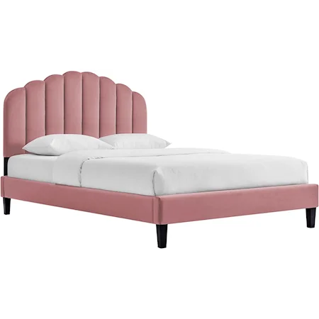 Daisy Velvet Queen Platform Bed