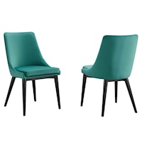 Viscount Accent Performance Velvet Dining Chairs - Black/Teal - Set of 2
