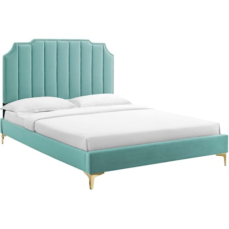 Colette Full Velvet Platform Bed