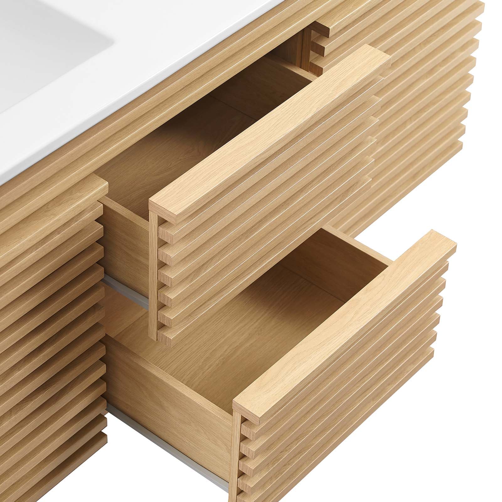 Modway Render EEI5802OAKWHI Render 48" WallMount Bathroom Vanity