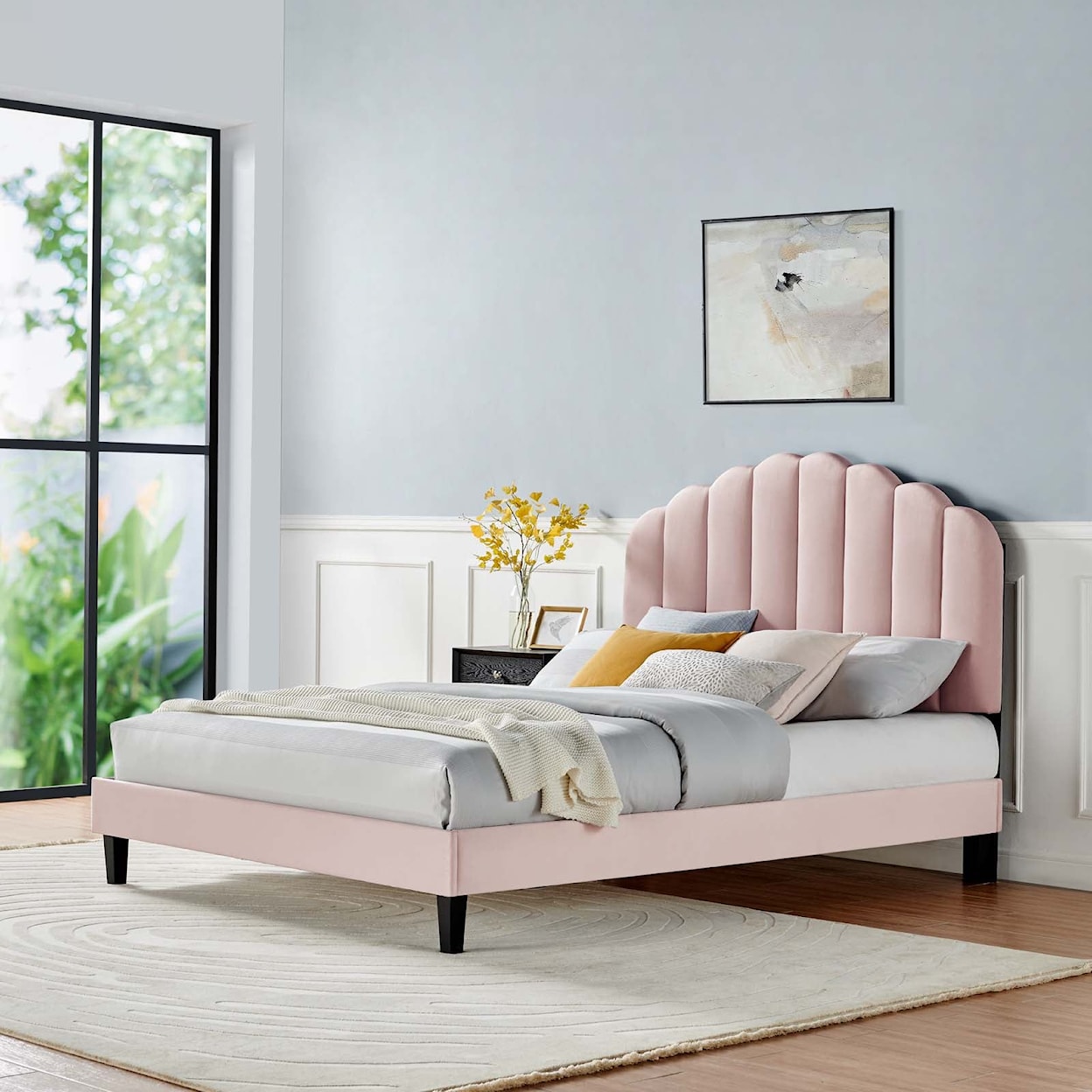 Modway Daisy Daisy Velvet Queen Platform Bed