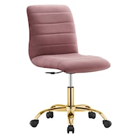 Ripple Contemporary Armless Performance Velvet Office Chair - Dusty Rose