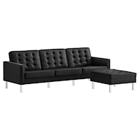 Loft Tufted Vegan Leather Sofa and Ottoman Set