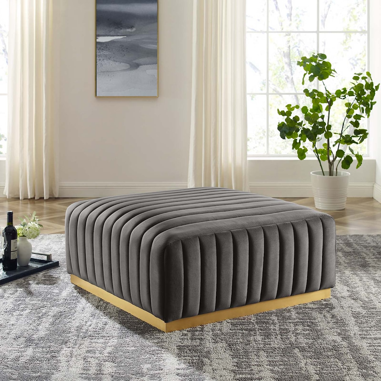 Modway Conjure Velvet Ottoman