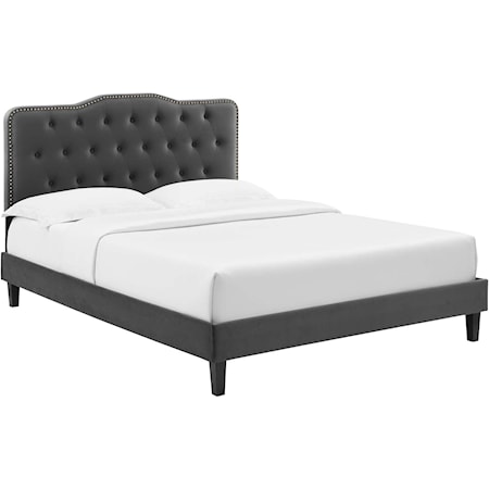 Amber Velvet King Platform Bed