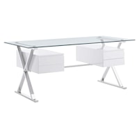 Sector Contemporary 71" Glass Top Glass Office Desk