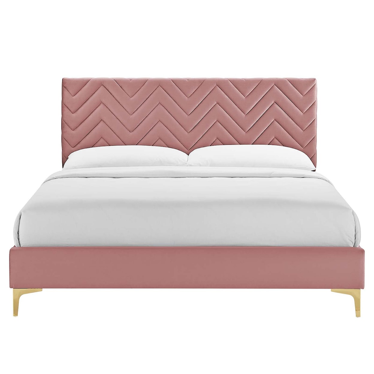 Modway Leah Leah Chevron Velvet Queen Platform Bed