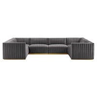 Conjure Channel Tufted Performance Velvet 6-Piece U-Shaped Sectional
