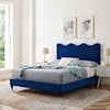 Modway Current Current Velvet Queen Platform Bed