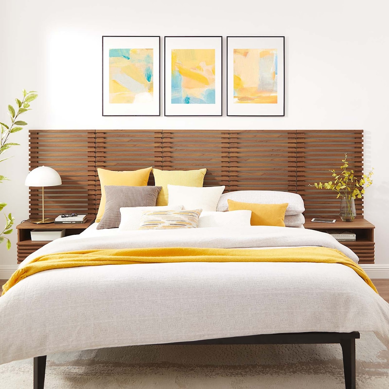 Modway Render Queen Headboard and Modern Nightstands