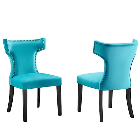 Curve Velvet Dining Chairs - Set of 2