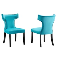 Curve Performance Velvet Dining Chairs - Set of 2