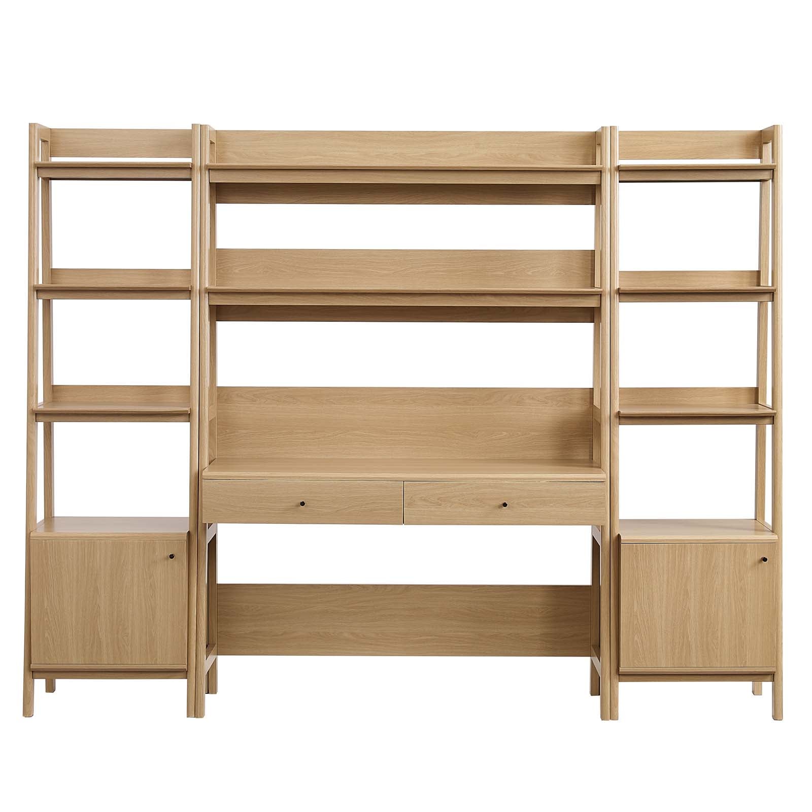 Modway Bixby EEI6114OAK Bixby 3Piece Wood Office Desk and Bookshelf Value City Furniture