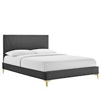 Yasmine Channel Tufted Performance Velvet Twin Platform Bed