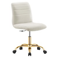 Ripple Contemporary Armless Performance Velvet Office Chair - Ivory