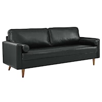 Valour Mid-Century Modern 81" Leather Sofa - Black