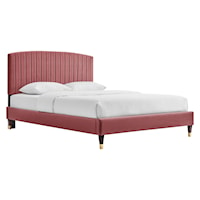 Alessi Performance Velvet Queen Platform Bed