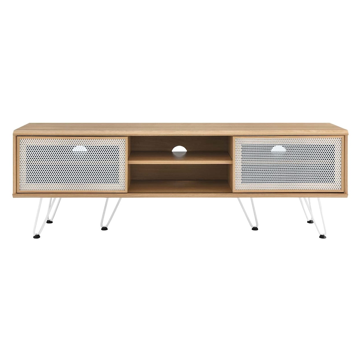 Modway Nomad TV Stand with Sliding Metal Mesh Doors